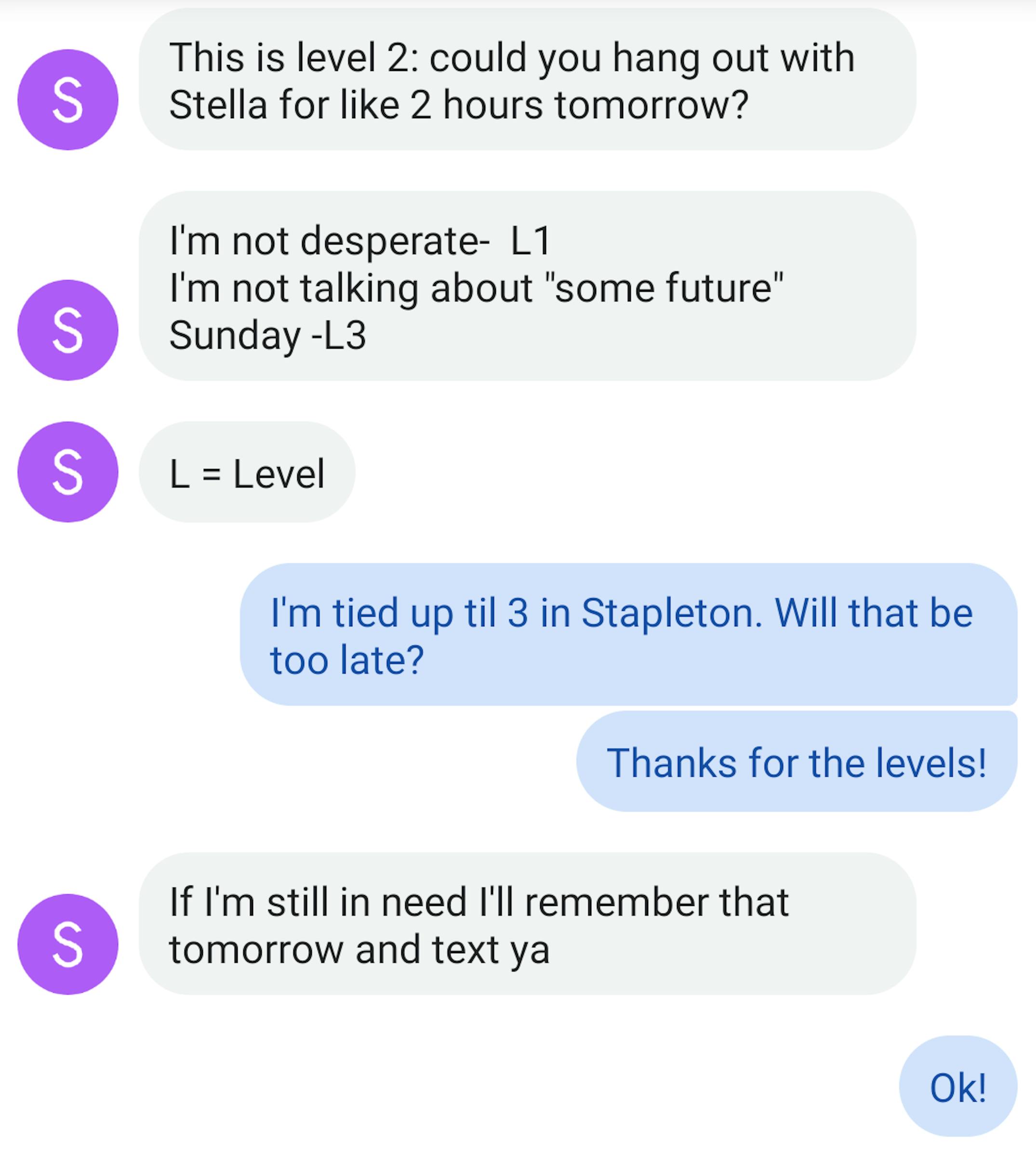 Friendly chat including levels