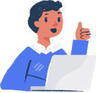 Illustration: Person on laptop giving a thumbs-up