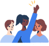 Illustration: Black woman raising a hand