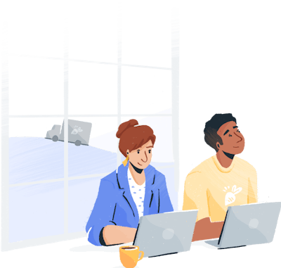 Illustration: coworking on laptops