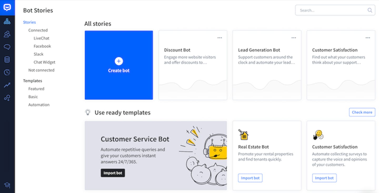 screenshot of livechat's dashboard