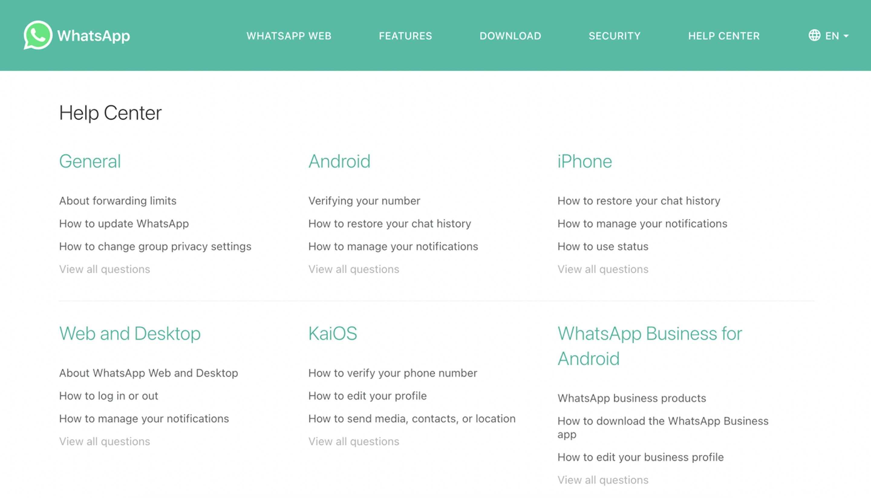 whatsapp knowledge base example